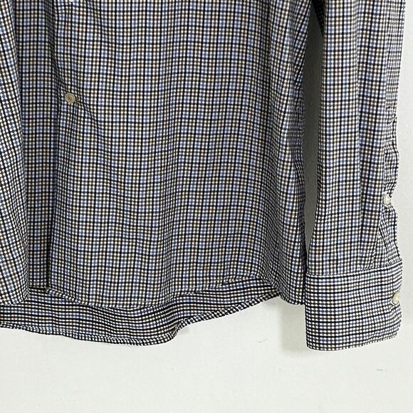 Men's Barbour Shirt Size XL Tailored Fit Button Down Brown Blue Check Plaid - Picture 3 of 10
